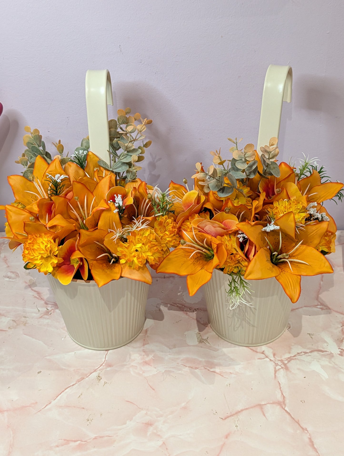 Artificial floral fence pot