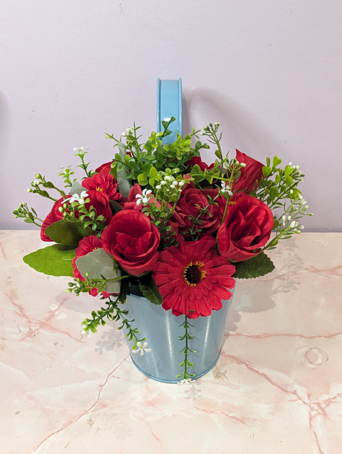 Artificial floral fence pot