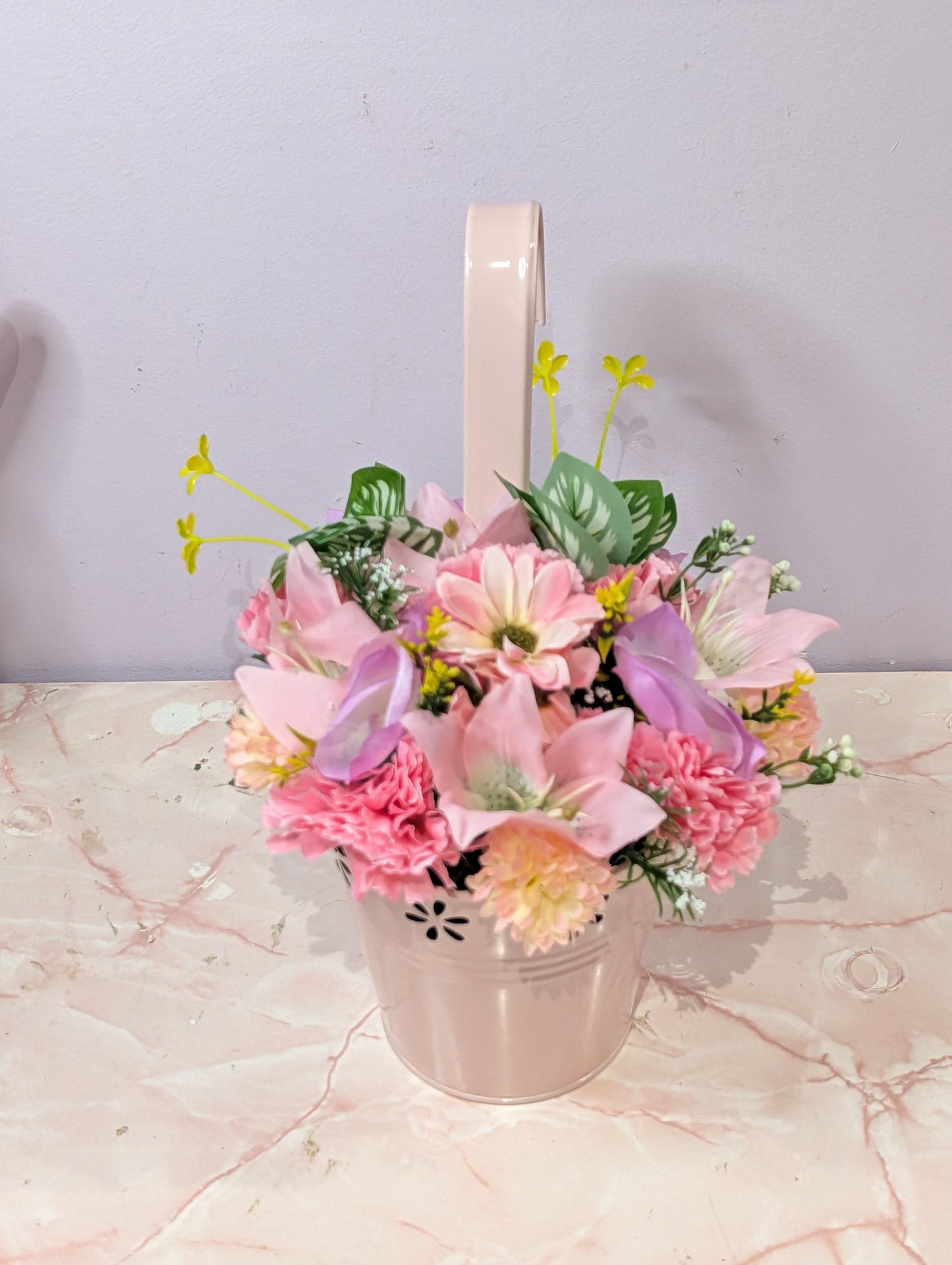 Artificial floral fence pot