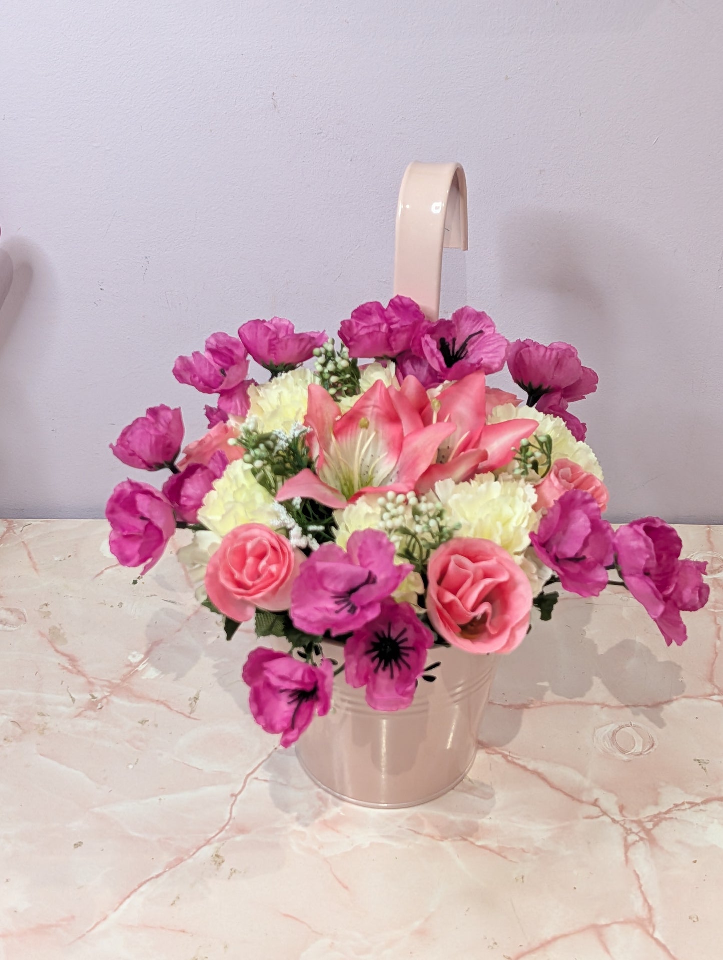 Artificial floral fence pot