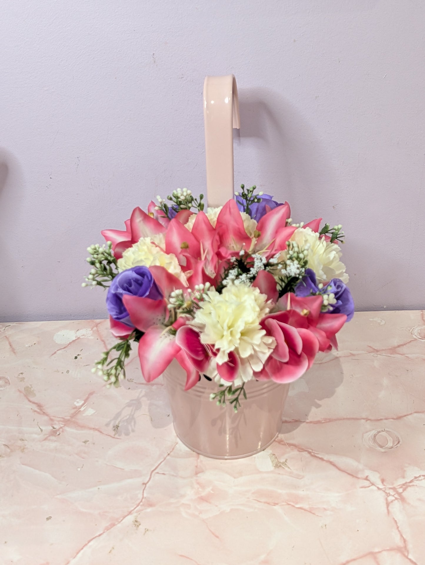 Artificial floral fence pot