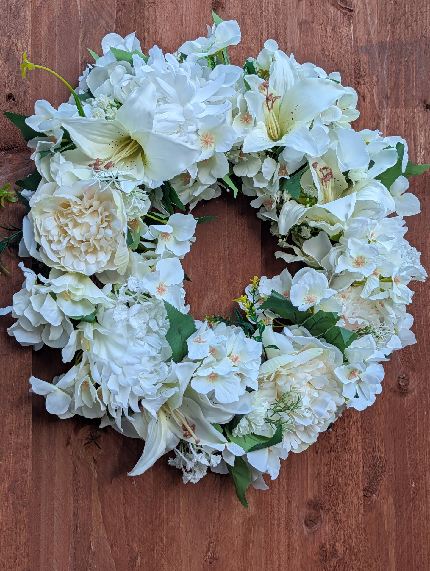 Boho artificial white floral wreath
