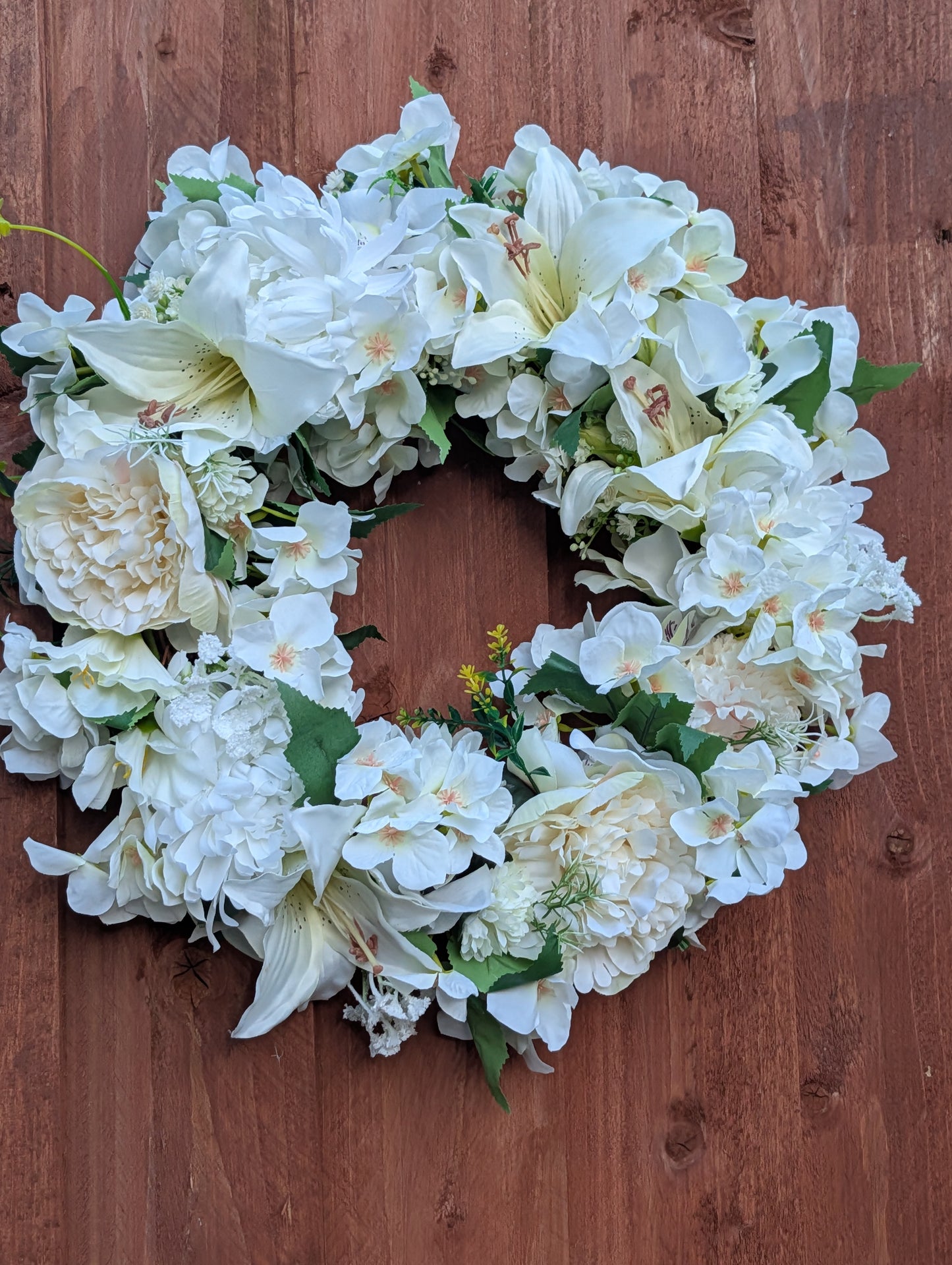 Boho artificial white floral wreath