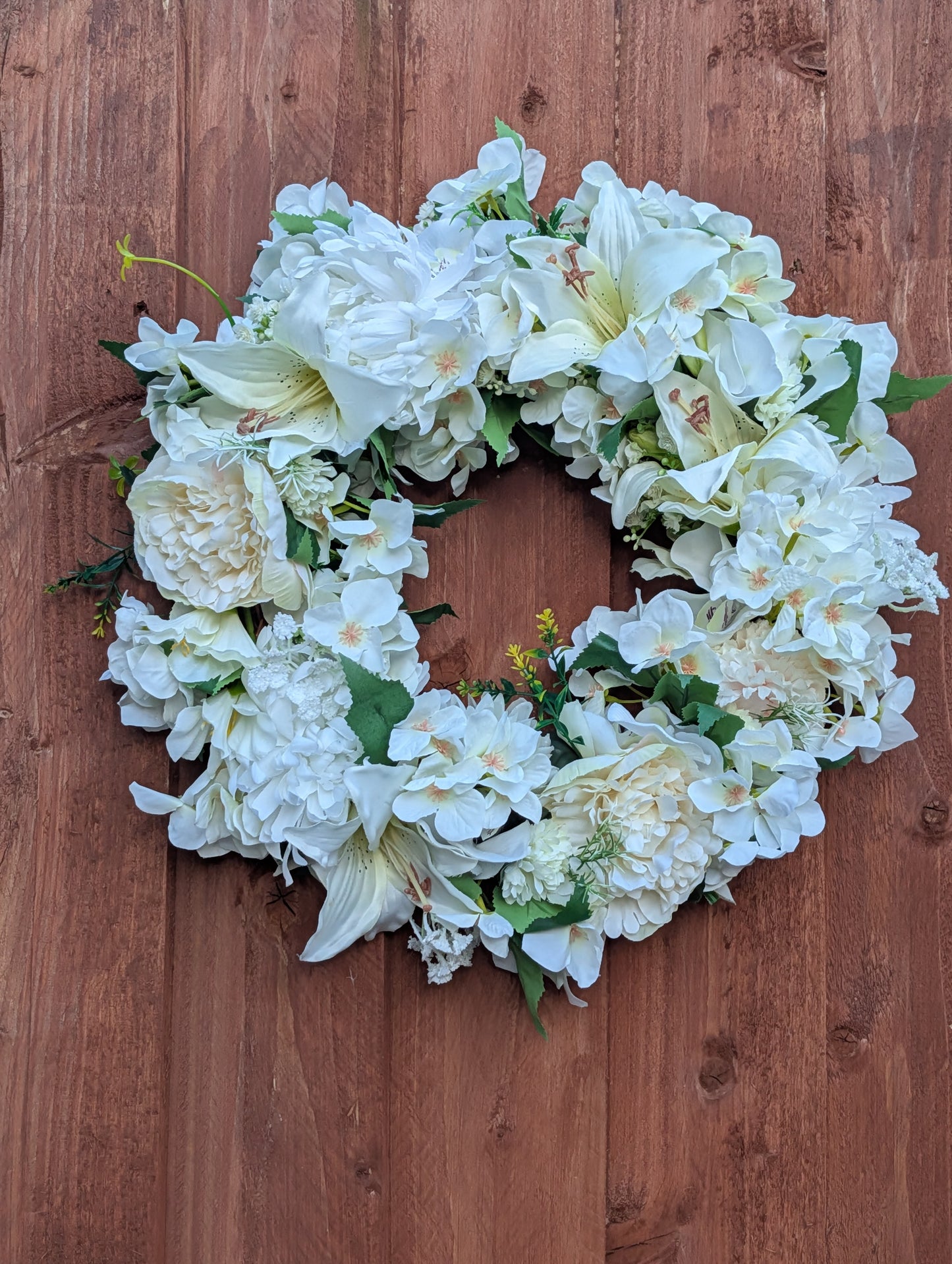 Boho artificial white floral wreath