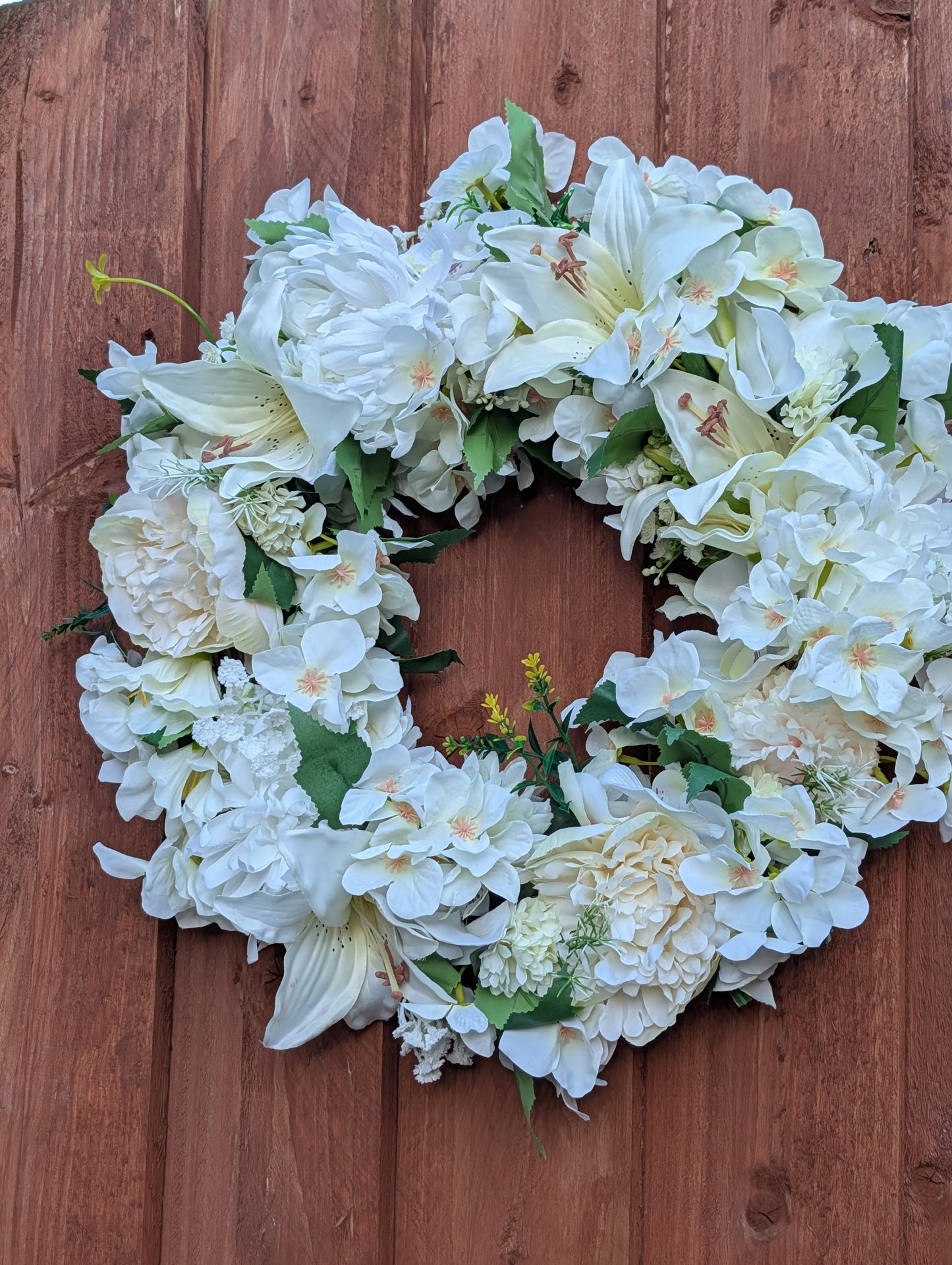 Boho artificial white floral wreath