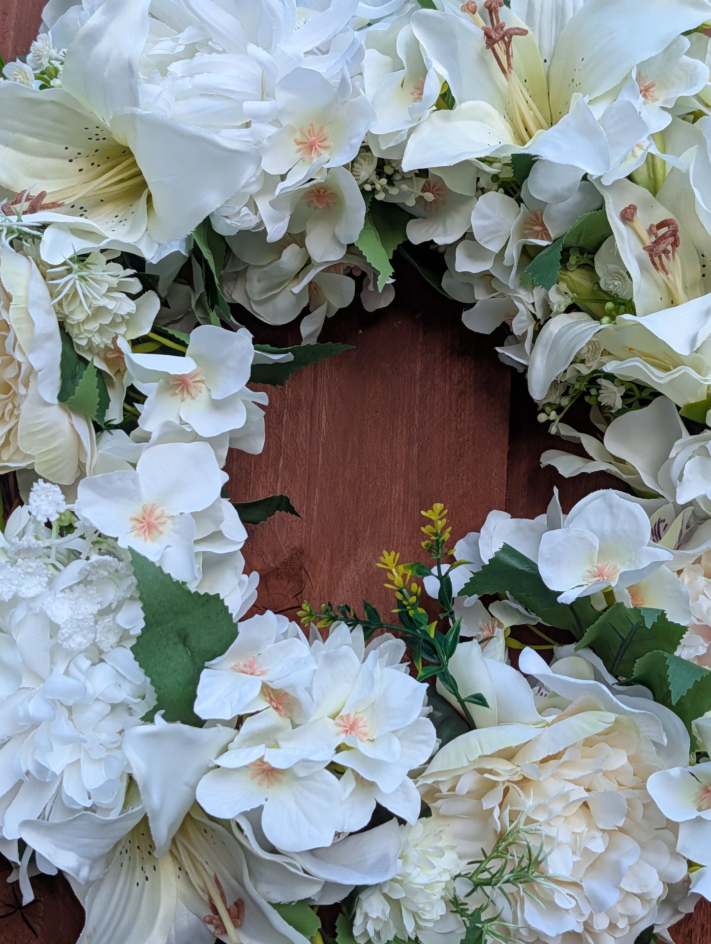 Boho artificial white floral wreath