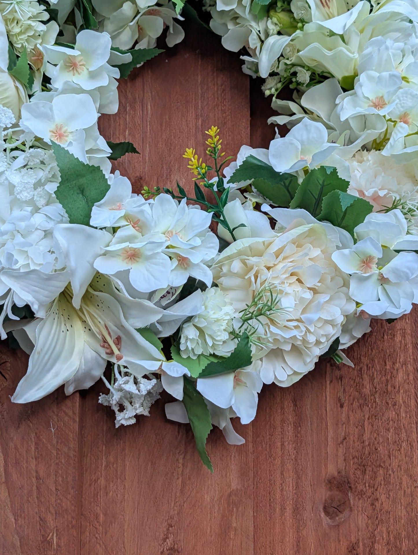 Boho artificial white floral wreath