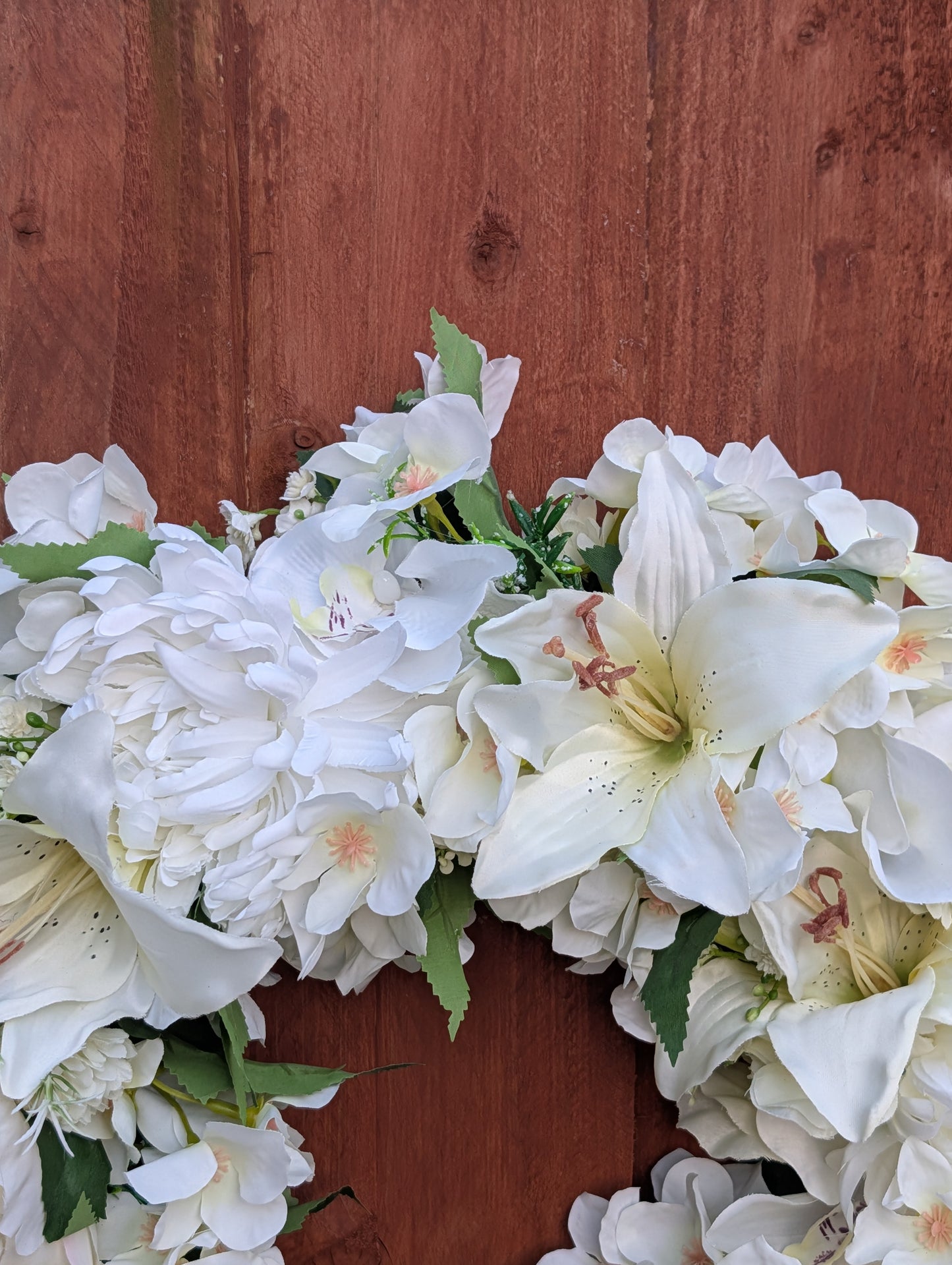 Boho artificial white floral wreath