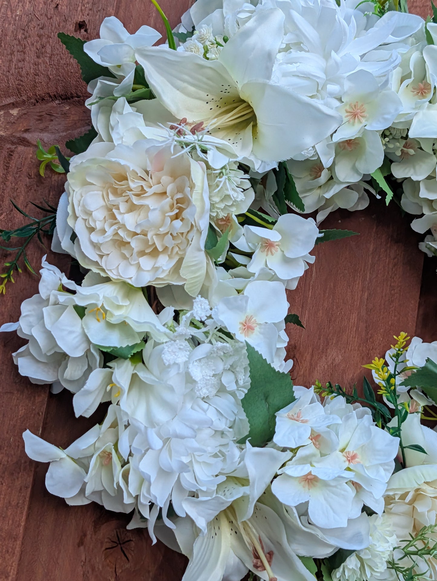 Boho artificial white floral wreath